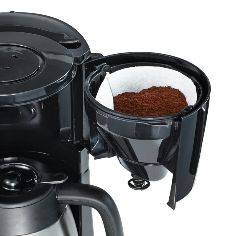 Severin© Cafetière Café Filtre, 8 Tasses, Verseuse Incluse Inox / Noir